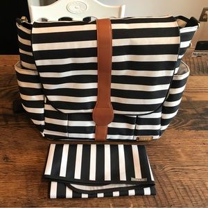 JJ Cole Black and White Stripe Diaper Bag Backpack